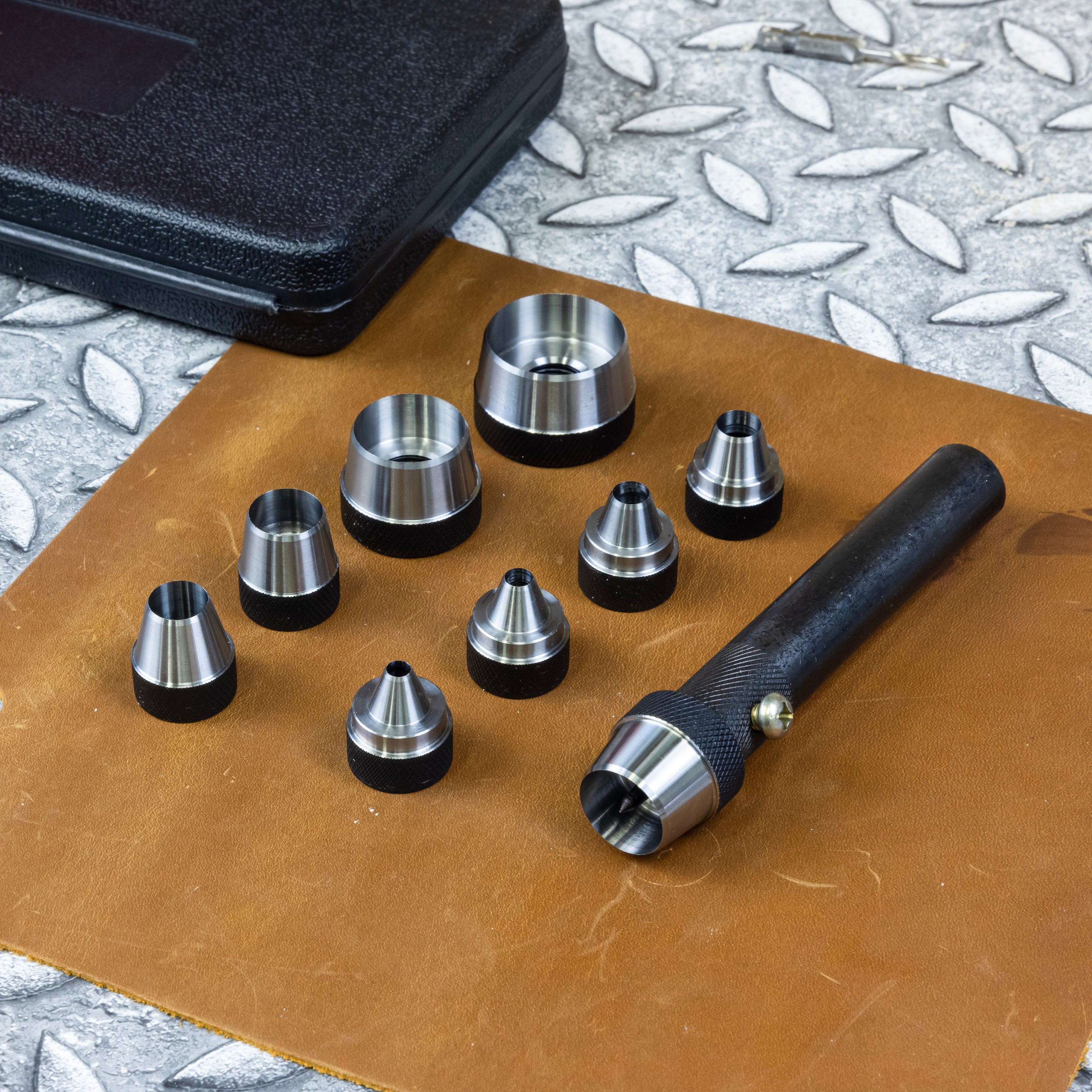 Interchangeable Hollow Hole Punch Set — Alloy Steel, 3/16"–1-1/4" (10-Piece)