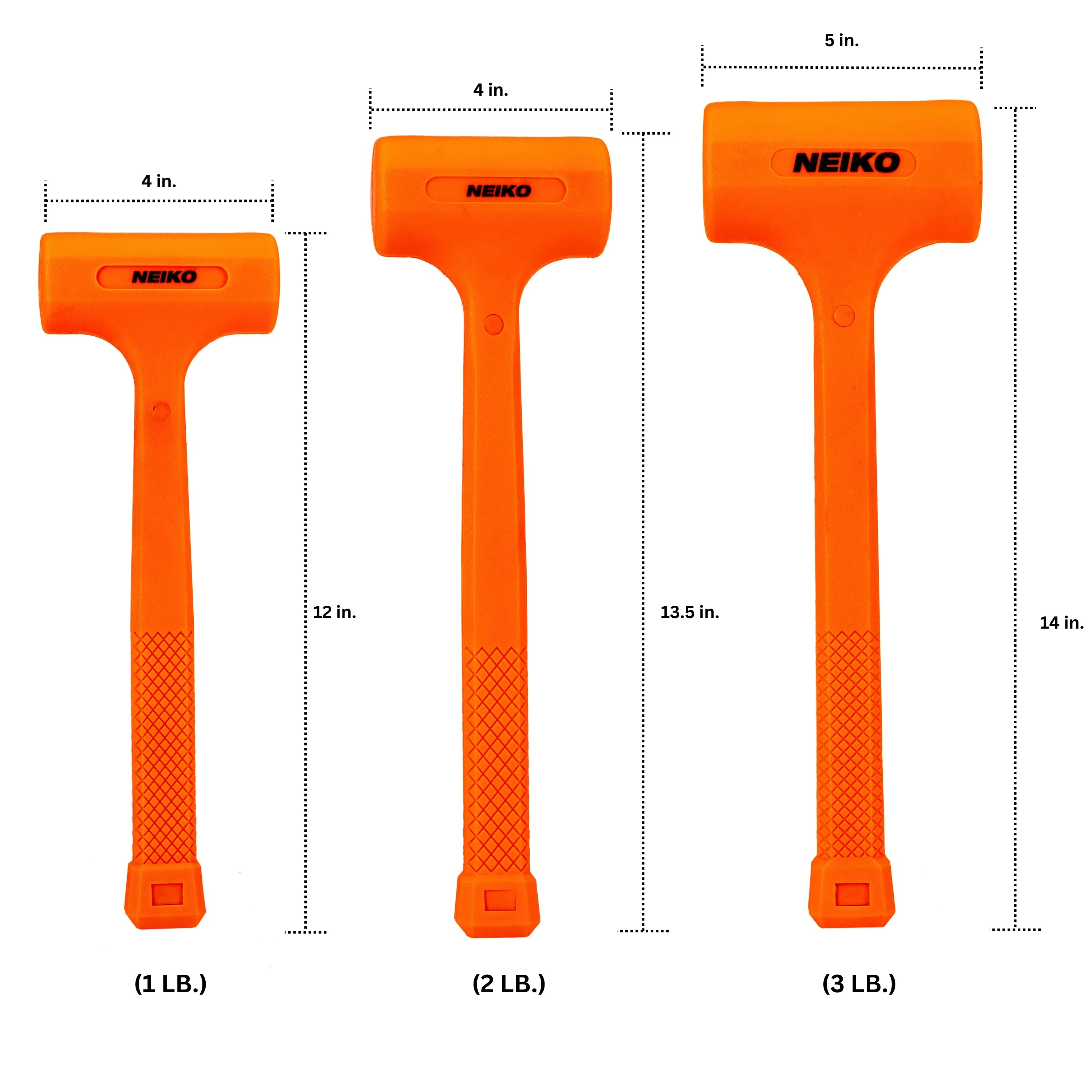 Dead Blow Hammer Set – 1 lb, 2 lb & 3 lb (3-Piece)