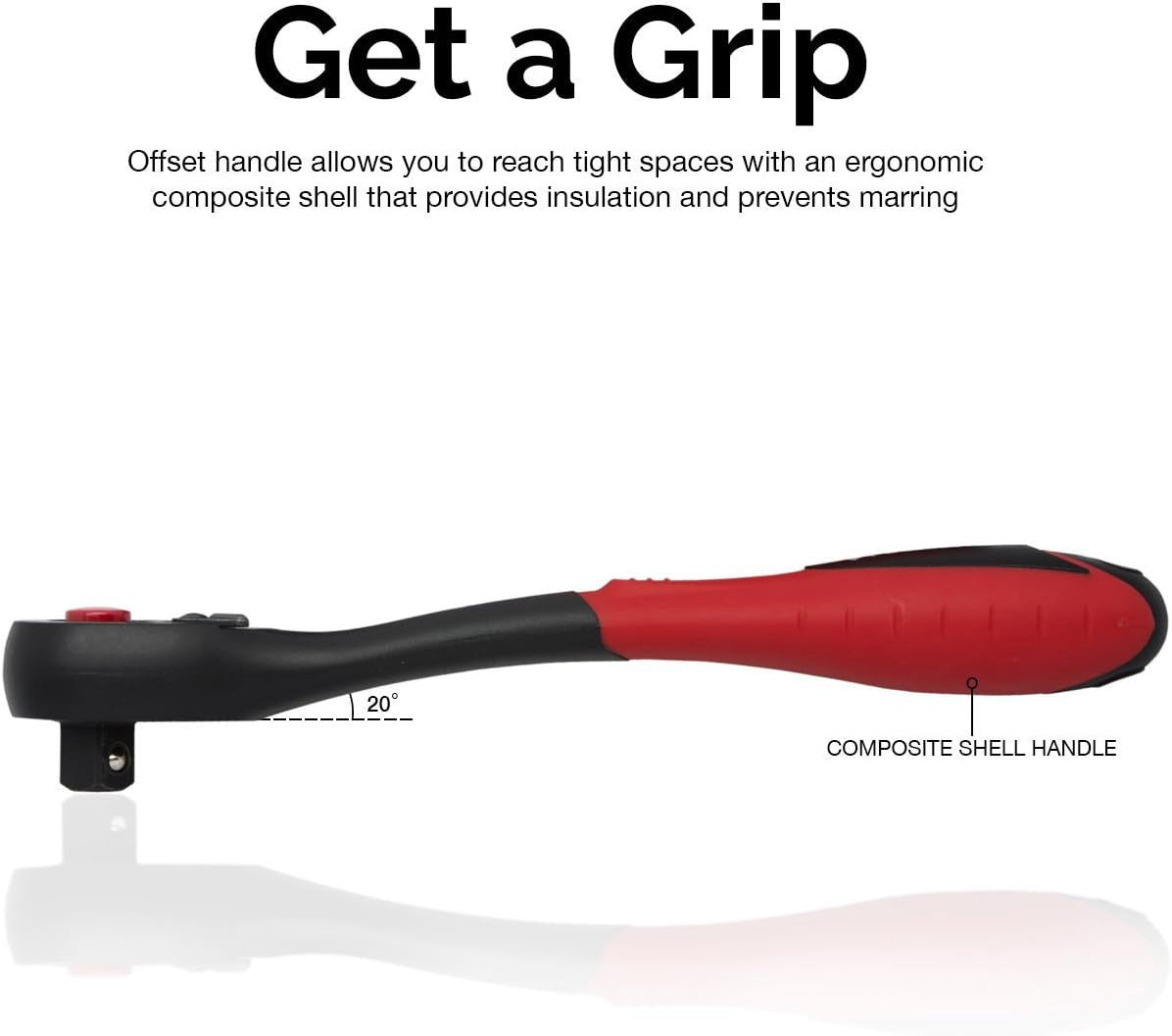 1/4” Drive Composite Offset Ratchet – 72-Tooth, Oval Head, Cr-V Steel