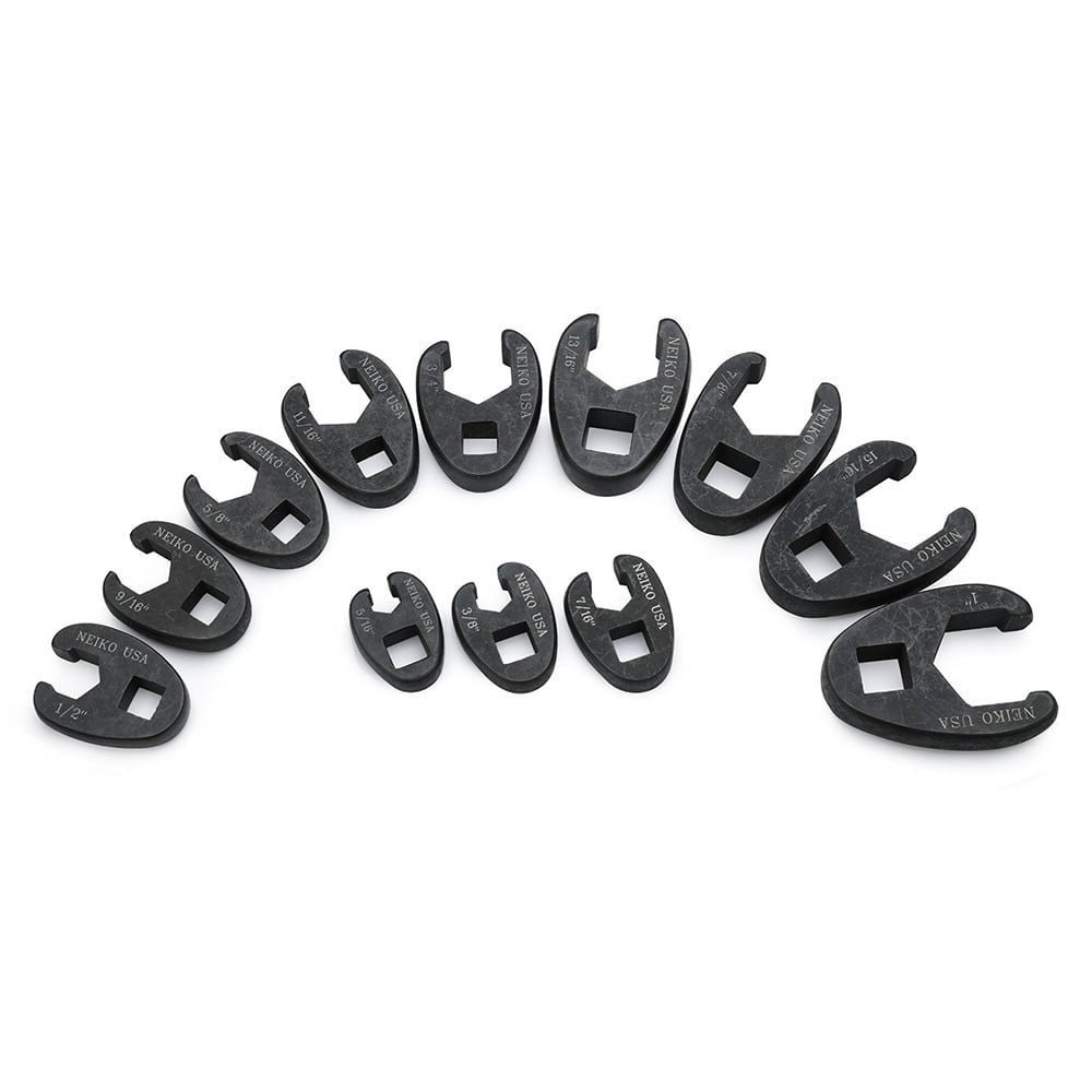 SAE Crowfoot Wrench Set — 1/2" & 3/8" Drive, Cr-Mo, 5/16"–1" (12-Piece)