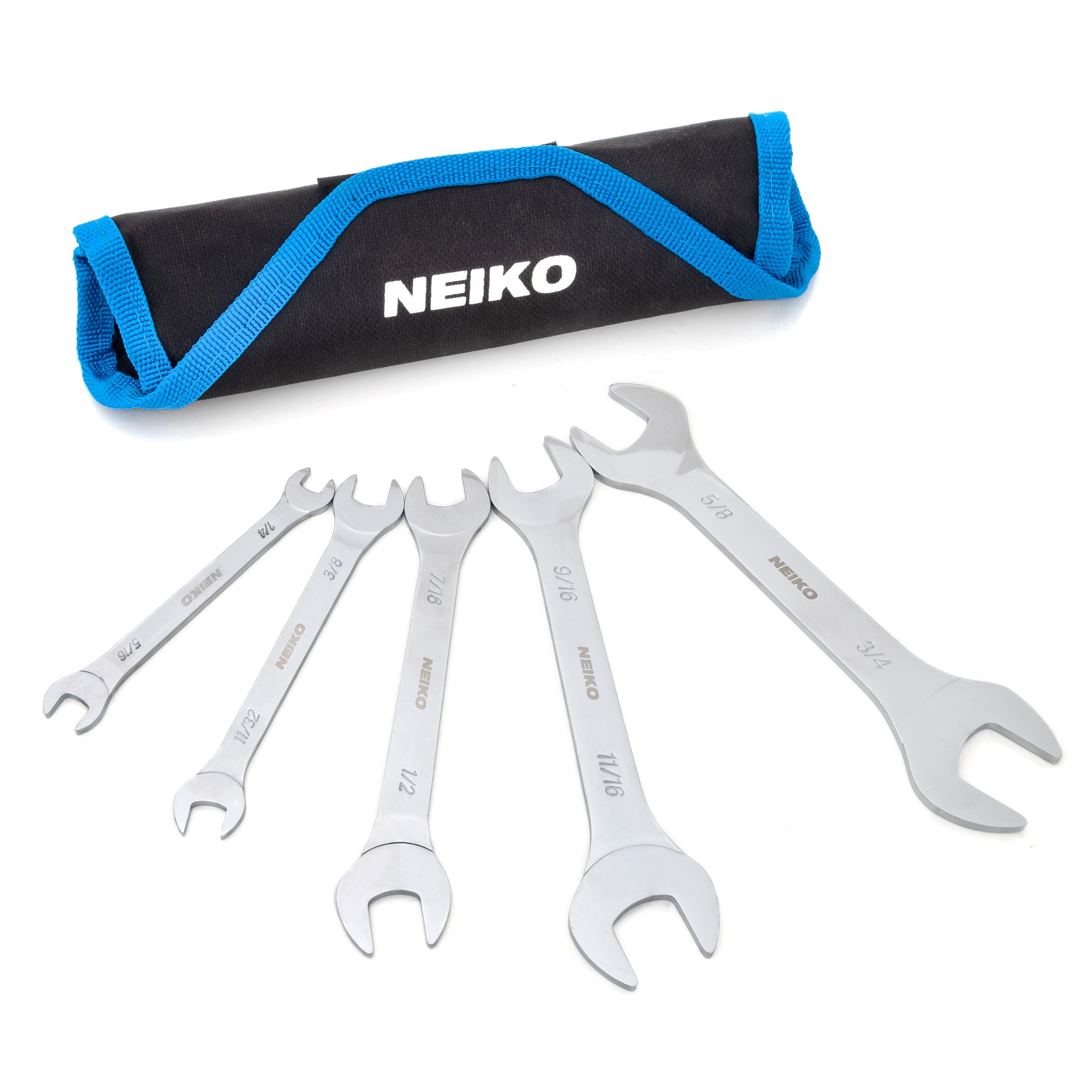 Super Thin SAE Wrench Set, 3-4mm Thick Double Open Ended, Standard Span (5-Piece)
