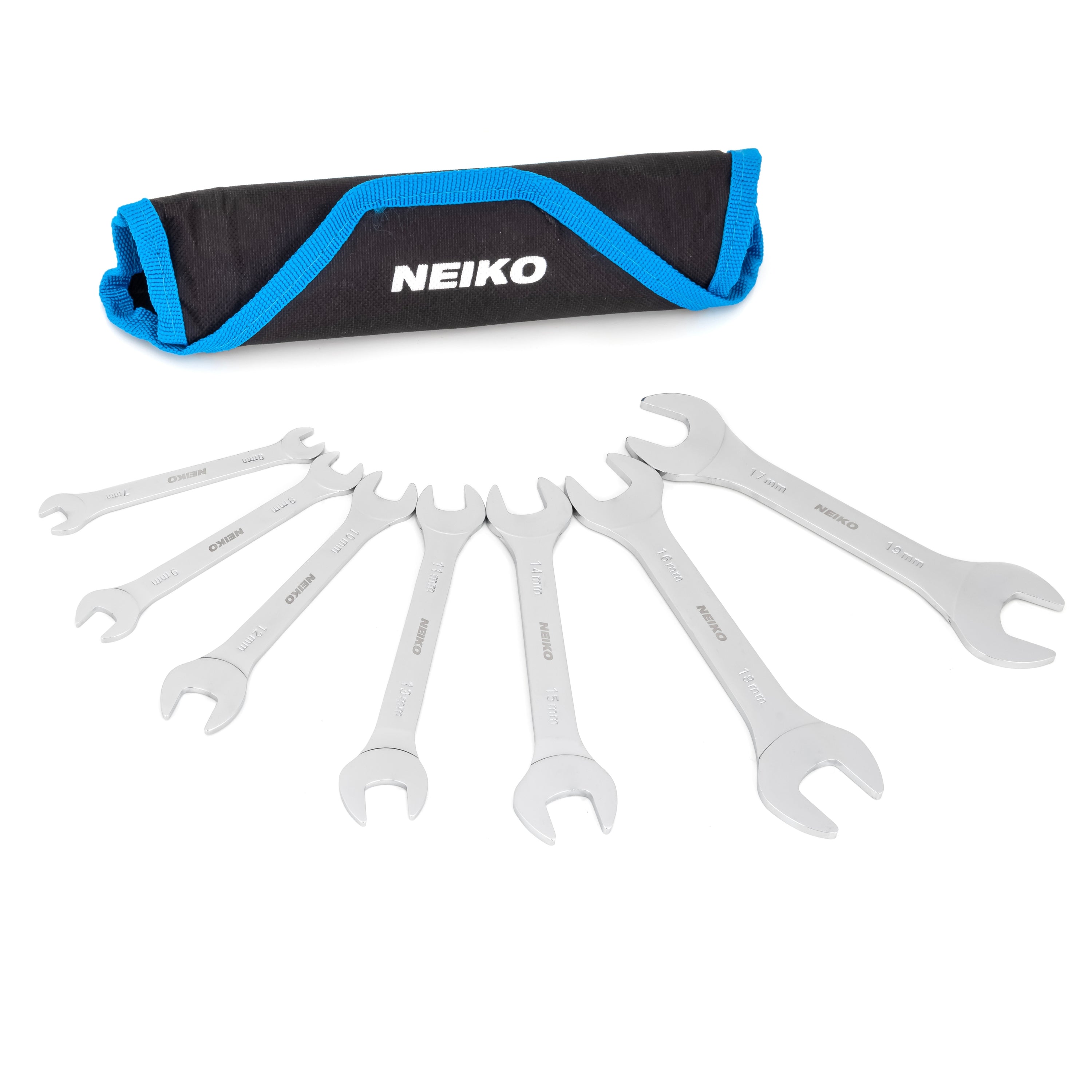 Super Thin Wrench Set, 3-4mm Thick Metric Sizes 6-19mm (7-Piece)