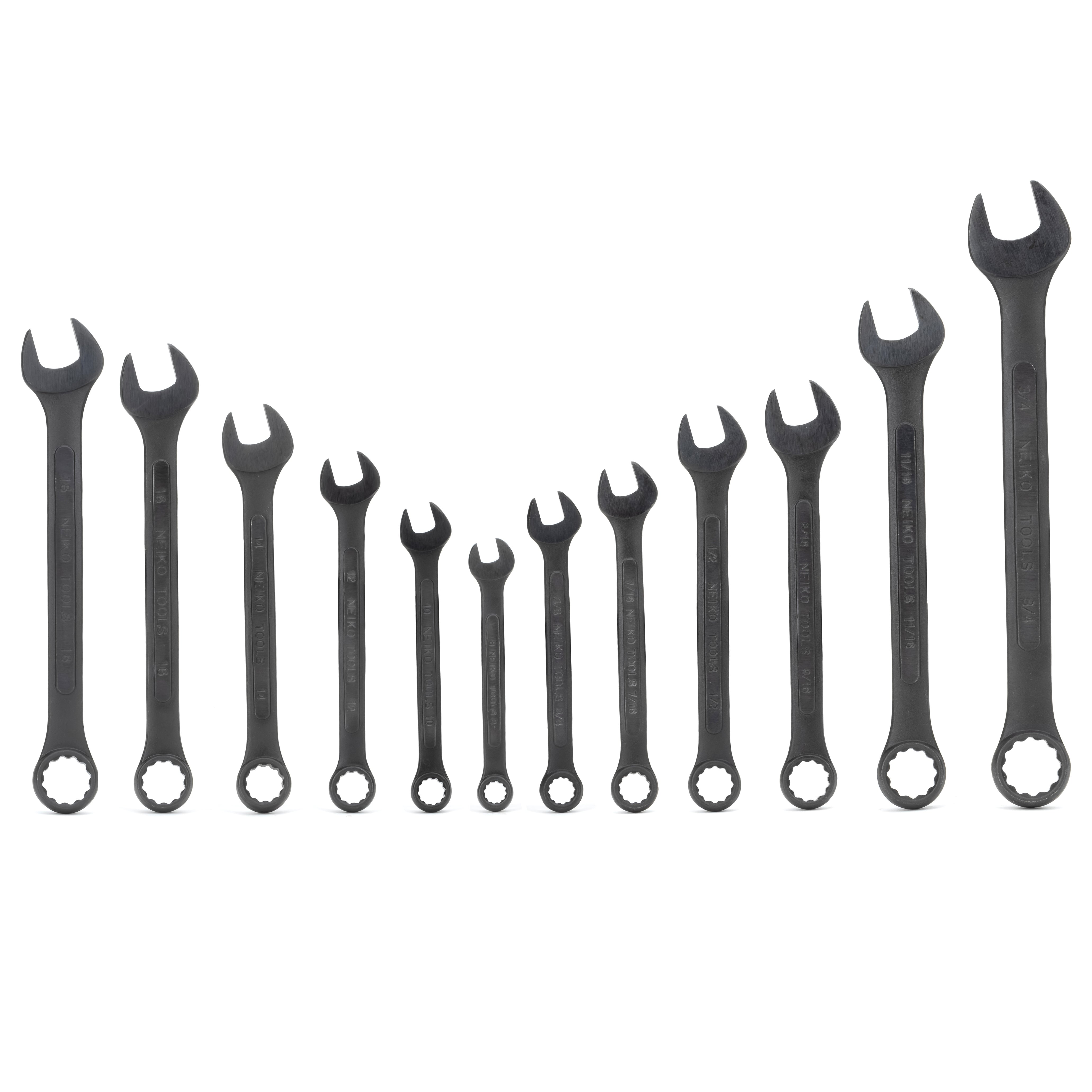Combination Wrench Set – SAE & Metric, Black Oxide (12-Piece)