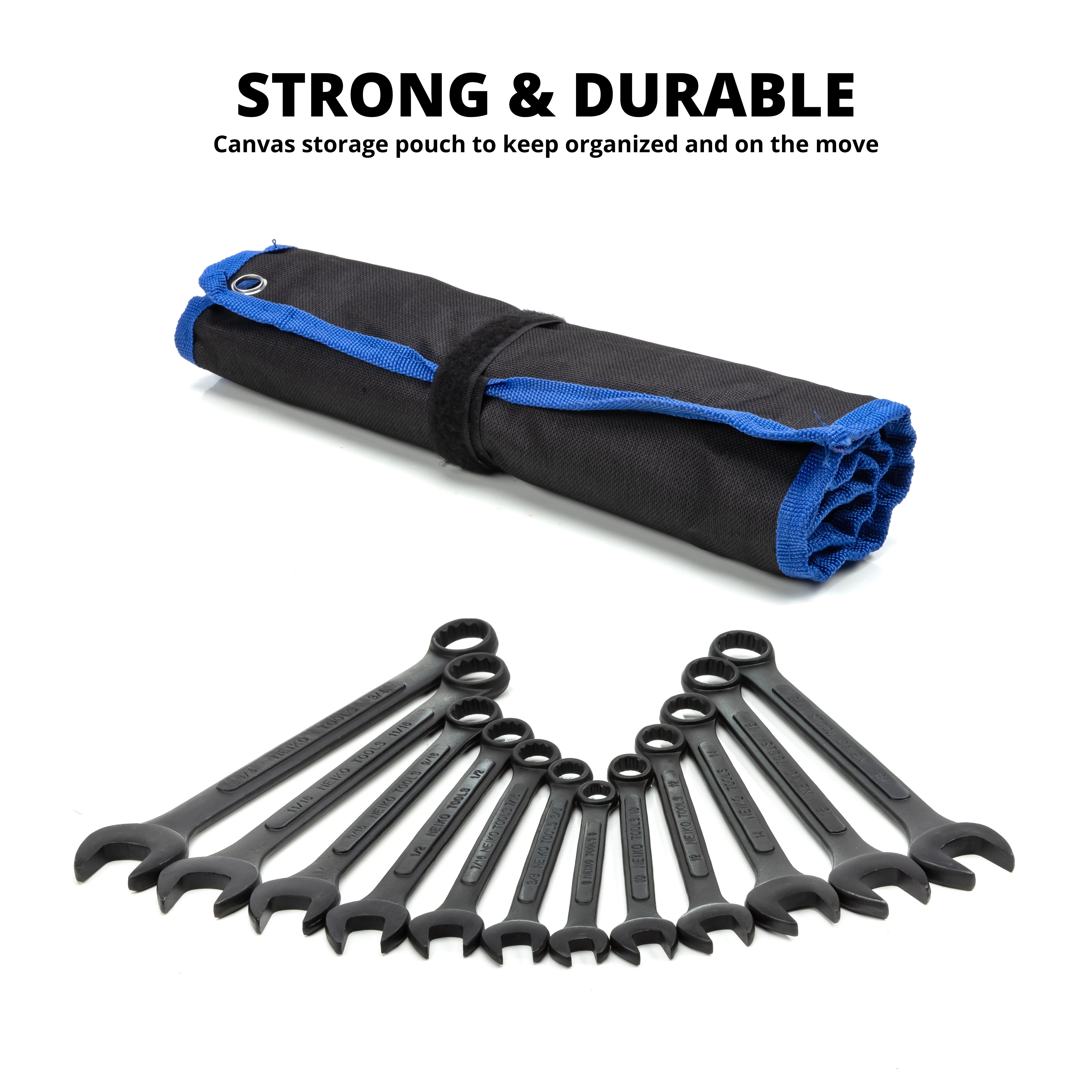 Combination Wrench Set – SAE & Metric, Black Oxide (12-Piece)