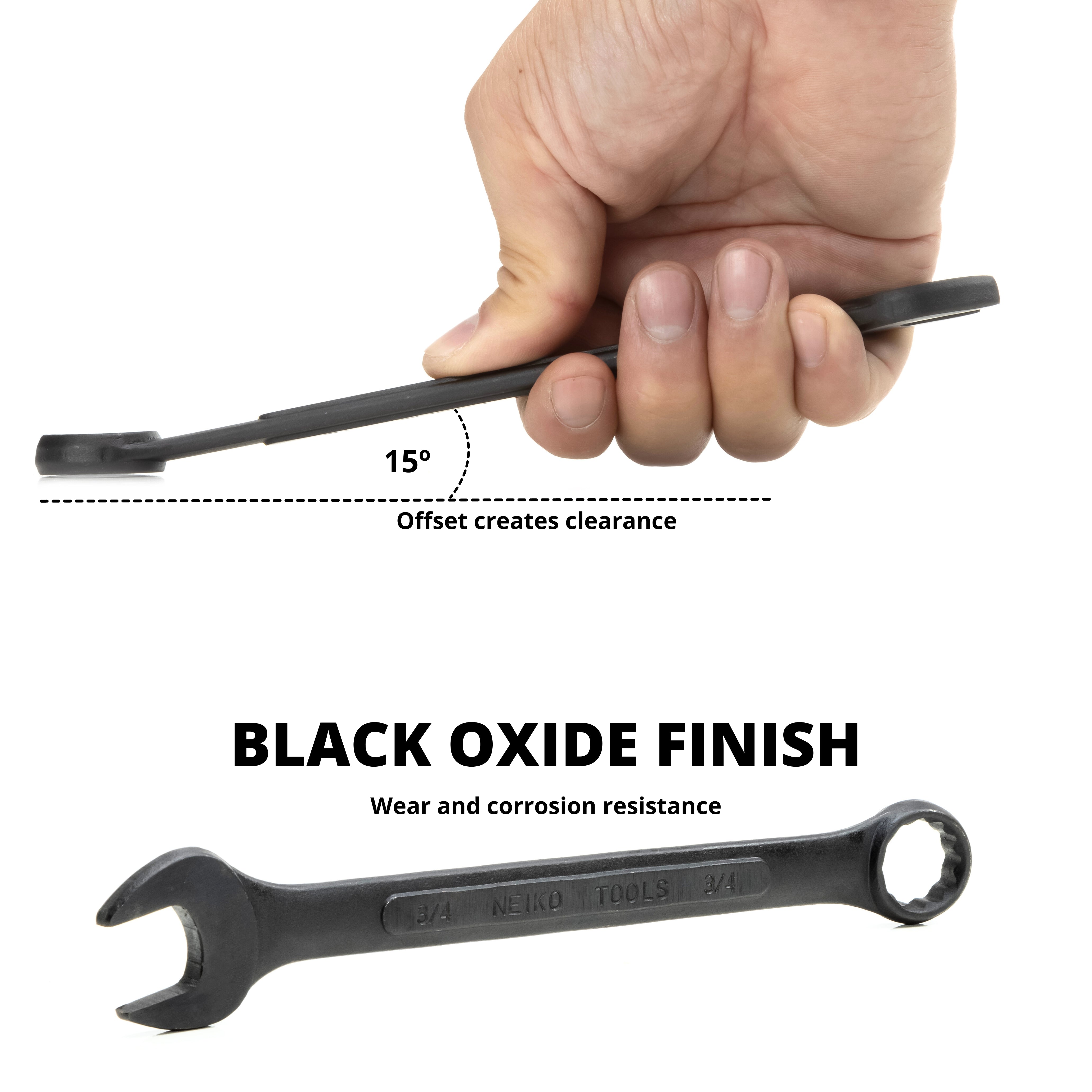 Combination Wrench Set – SAE & Metric, Black Oxide (12-Piece)