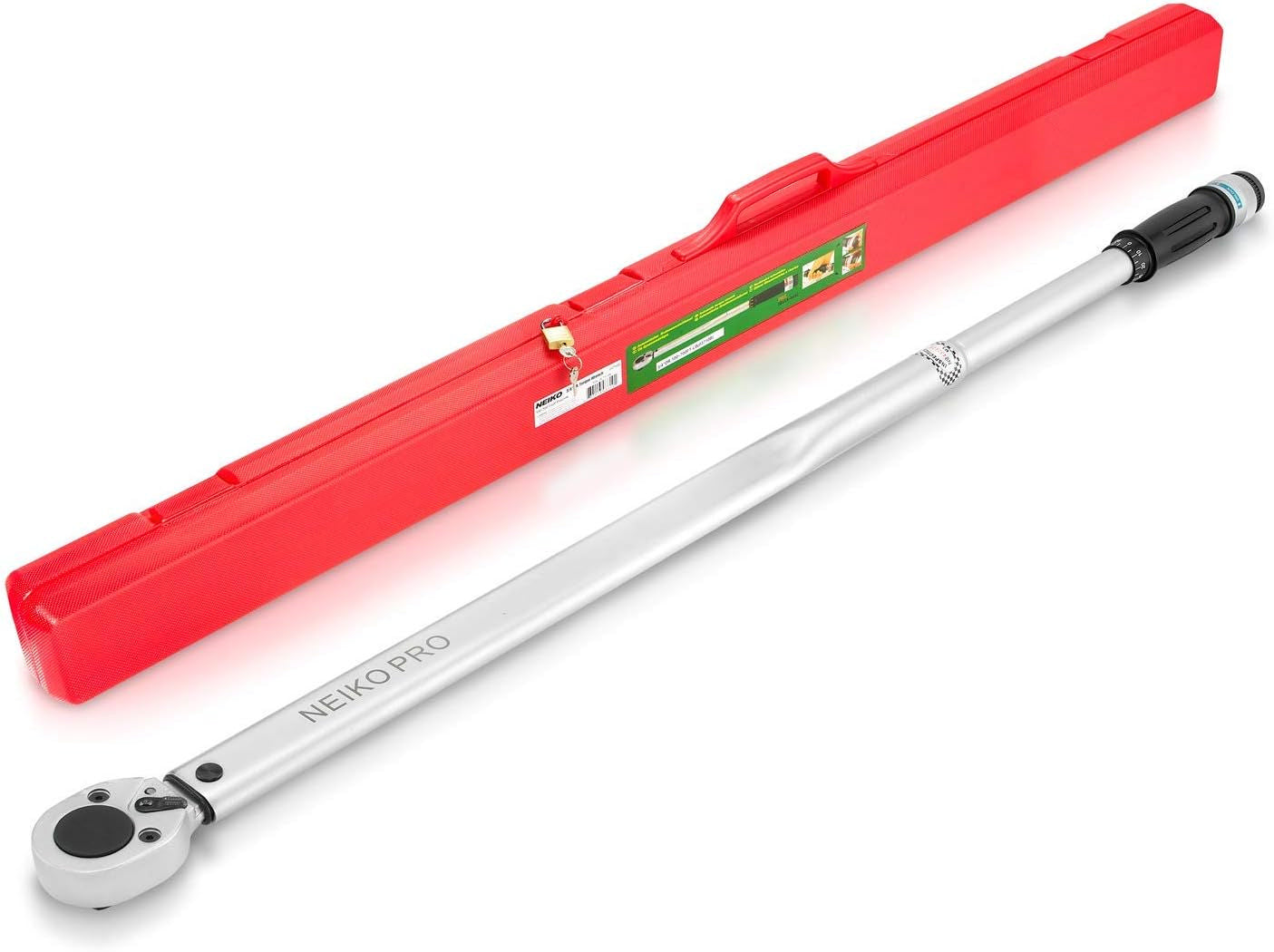 NEIKO PRO 03710B 3/4-Inch-Drive Adjustable SAE Torque Wrench with Torque Click Settings of 100–700 Foot-Pound, Made with CrV Steel, 48-Inch Length