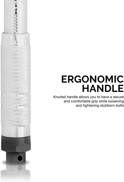 3/8” Drive Adjustable Click Torque Wrench – SAE, 10–80 ft-lb, Cr-V Steel