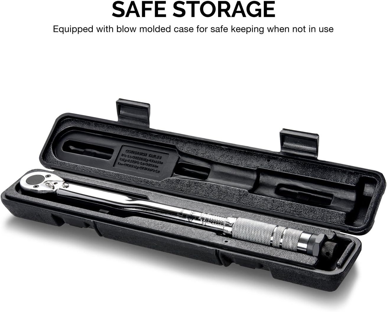 3/8” Drive Adjustable Click Torque Wrench – SAE, 10–80 ft-lb, Cr-V Steel