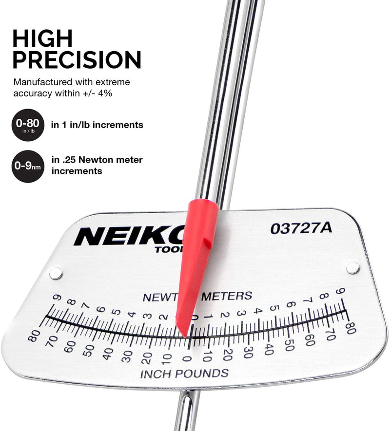 Neiko 03727A 1/4-Inch-Drive Beam Torque Wrench, SAE and MM Bicycle
