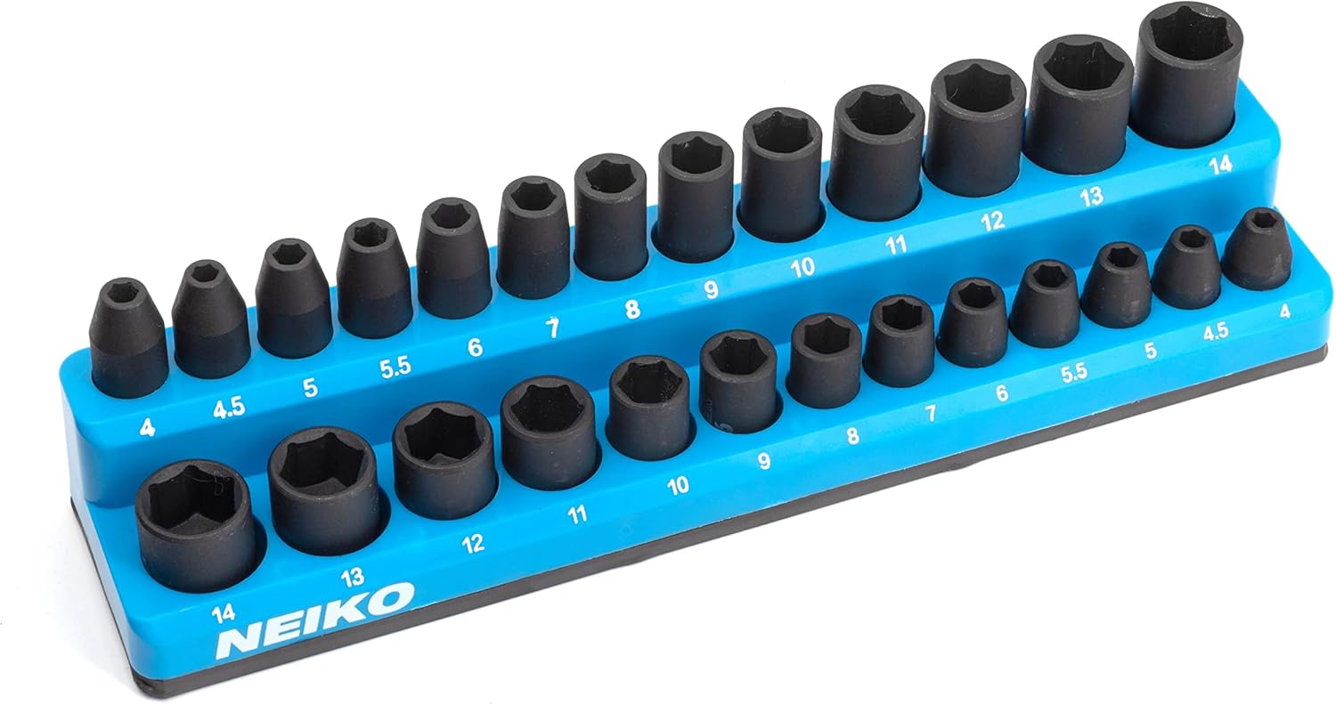 Magnetic Socket Holder – 1/4” Drive, Metric (4–14 mm), Shallow & Deep Sockets