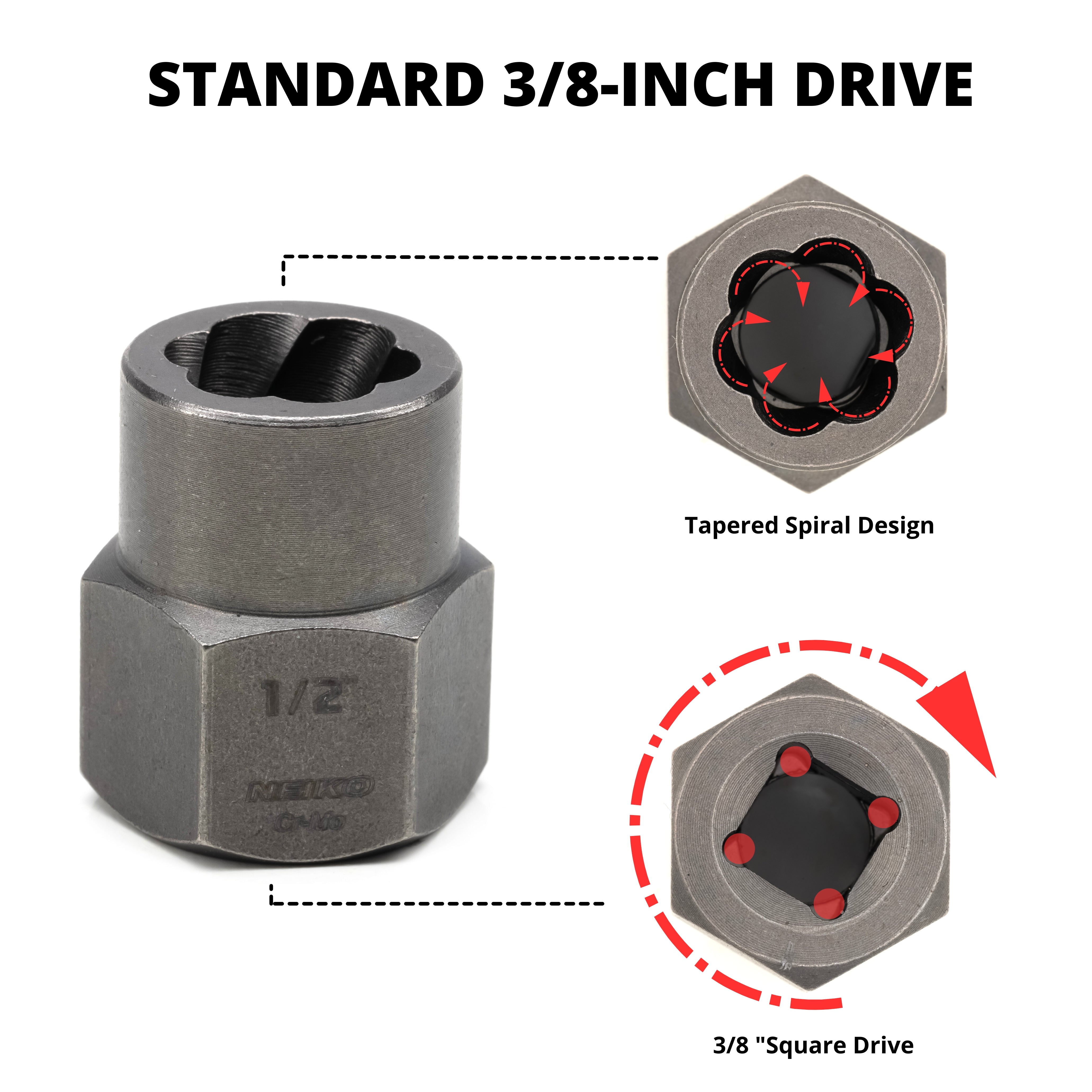 Master Bolt & Nut Extractor Socket Set – Deep & Shallow, 3/8” Drive (36-Piece)