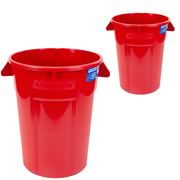 High-Vis Red 32-Gallon Heavy-Duty Trash Can (2-Pack)