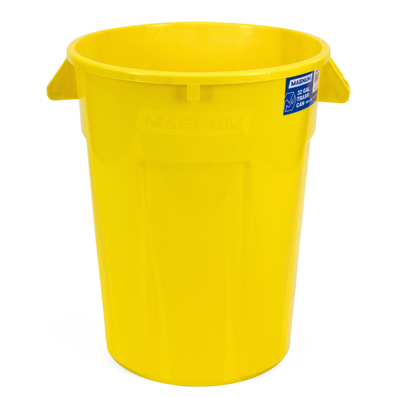 MAGNUM 32 Gallon Trash Can, High-Vis Yellow, Construction Grade, Heavy Duty Plastic, Jobsite Ready for Handling and Holding Garbage CMTC-C000-32Y01 (1 Pack)