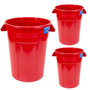 MAGNUM 32 Gallon Trash Can, High-Vis Red, Construction Grade, Heavy Duty Plastic, Jobsite Ready for Handling and Holding Garbage CMTC-C000-32R03 (3 Pack)