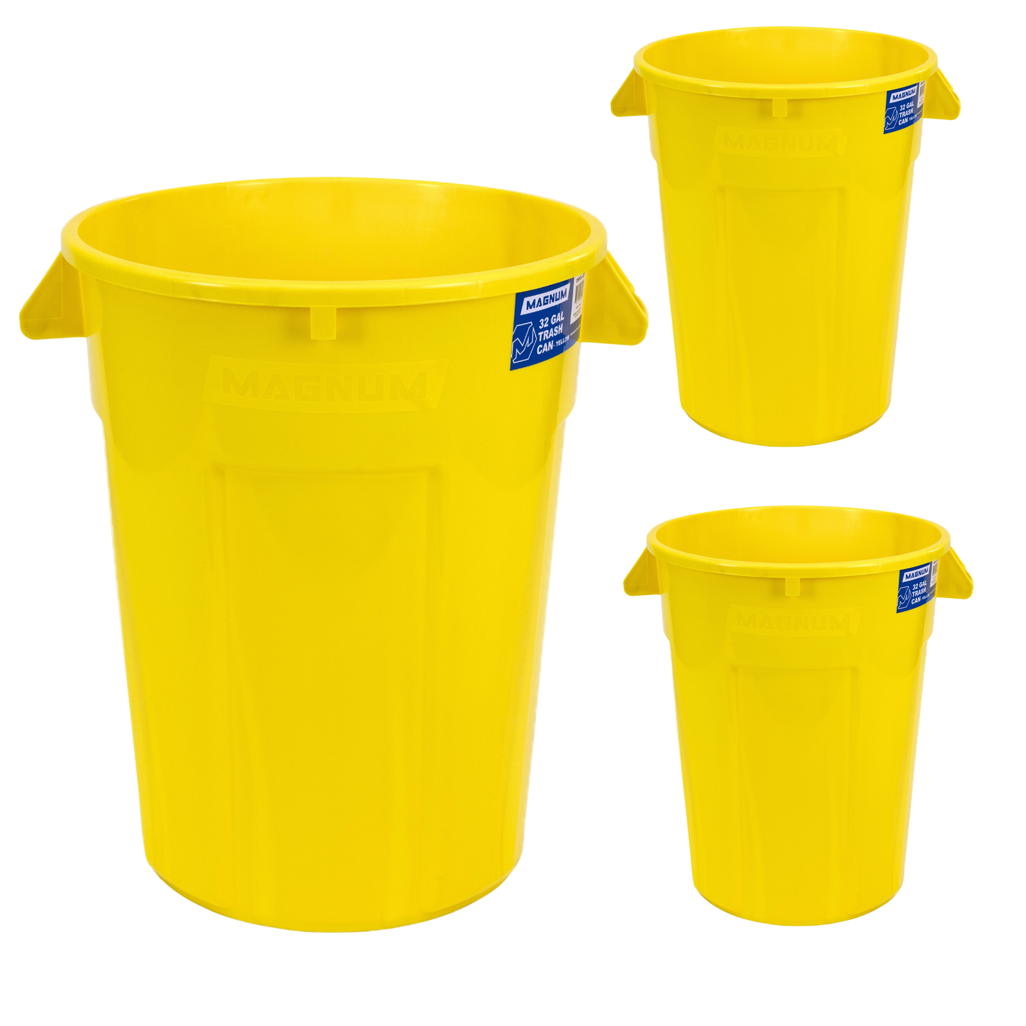 High-Vis Yellow 32-Gallon Heavy-Duty Trash Can (3-Pack)