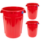 MAGNUM 55 Gallon Trash Can, High-Vis Red, Construction Grade, Heavy Duty Plastic, Jobsite Ready for Handling and Holding Garbage CMTC-C000-55R03 (3 Pack)