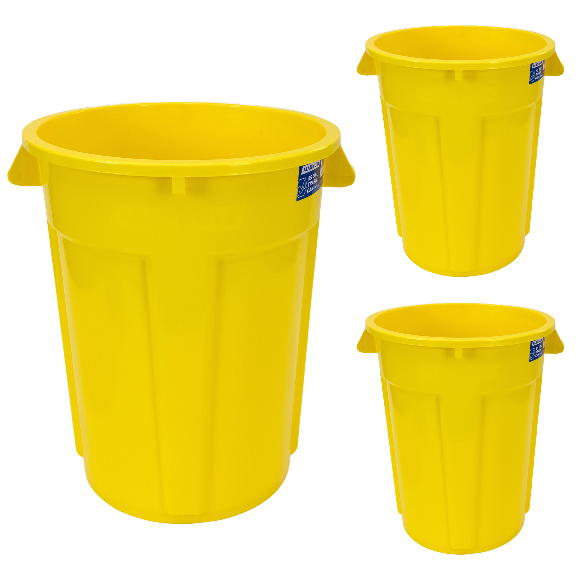 High-Vis Yellow 55-Gallon Heavy-Duty Trash Can (3-Pack)