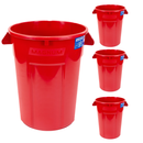 MAGNUM 32 Gallon Trash Can, High-Vis Red, Construction Grade, Heavy Duty Plastic, Jobsite Ready for Handling and Holding Garbage CMTC-C000-32R04 (4 Pack)