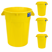 High-Vis Yellow 32-Gallon Heavy-Duty Trash Can (4-Pack)