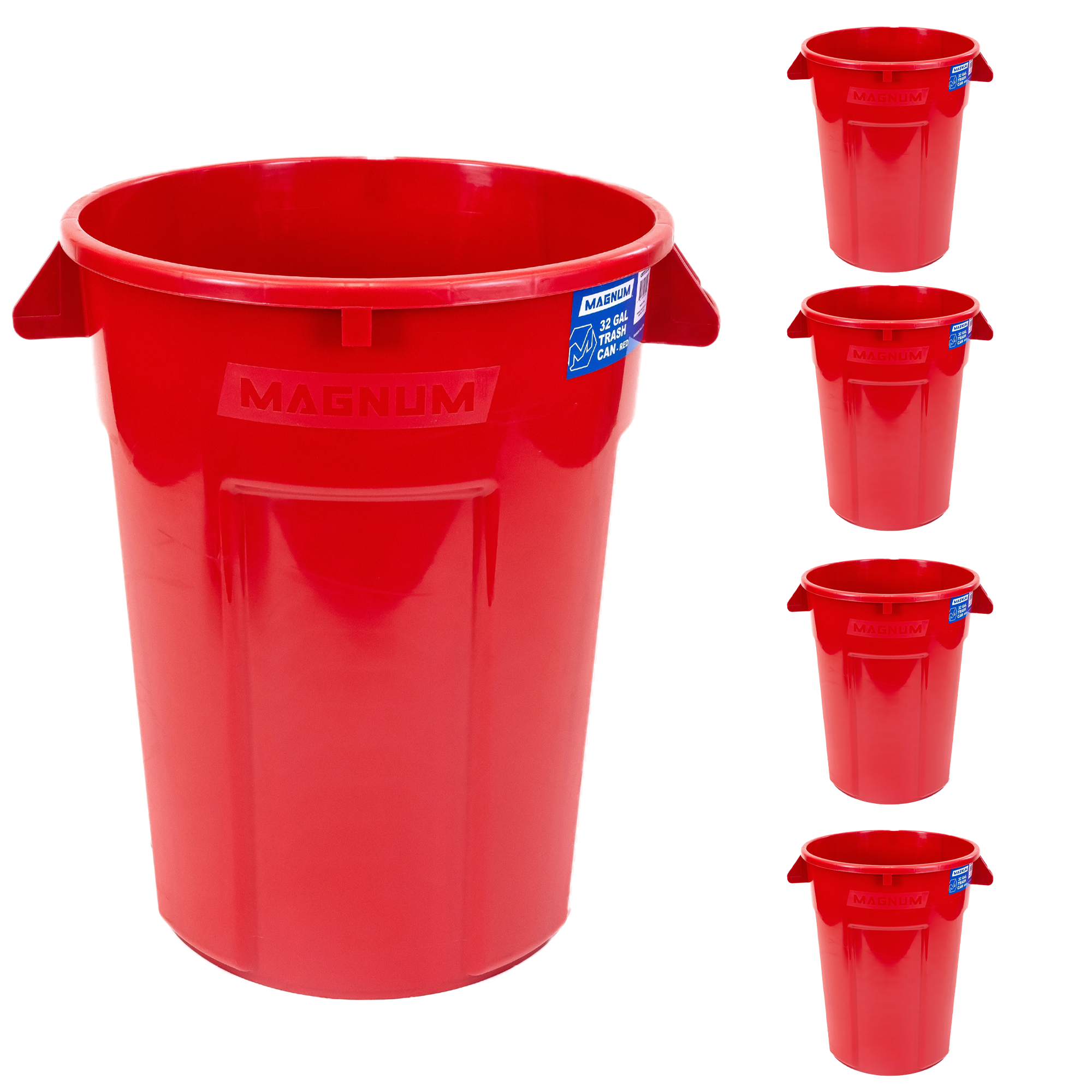 High-Vis Red 32-Gallon Heavy-Duty Trash Can (5-Pack)