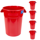 MAGNUM 32 Gallon Trash Can, High-Vis Red, Construction Grade, Heavy Duty Plastic, Jobsite Ready for Handling and Holding Garbage CMTC-C000-32R05 (5 Pack)