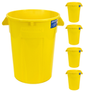 MAGNUM 32 Gallon Trash Can, High-Vis Yellow, Construction Grade, Heavy Duty Plastic, Jobsite Ready for Handling and Holding Garbage CMTC-C000-32Y05 (5 Pack)