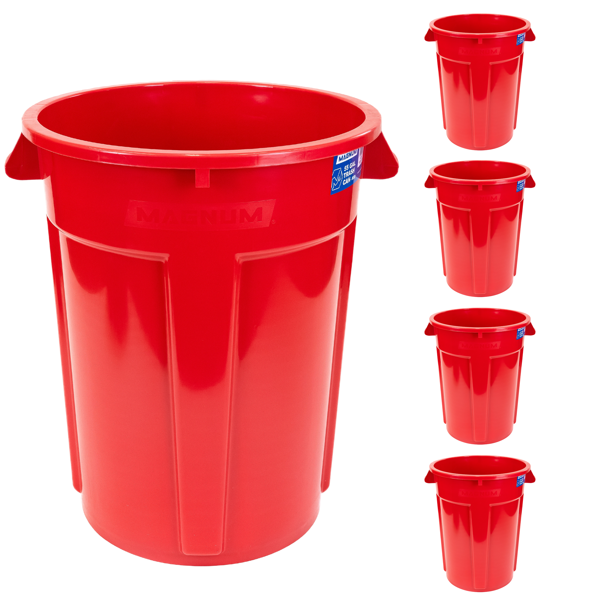 High-Vis Red 55-Gallon Heavy-Duty Trash Can (5-Pack)