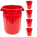 MAGNUM 55 Gallon Trash Can, High-Vis Red, Construction Grade, Heavy Duty Plastic, Jobsite Ready for Handling and Holding Garbage CMTC-C000-55R05 (5 Pack)