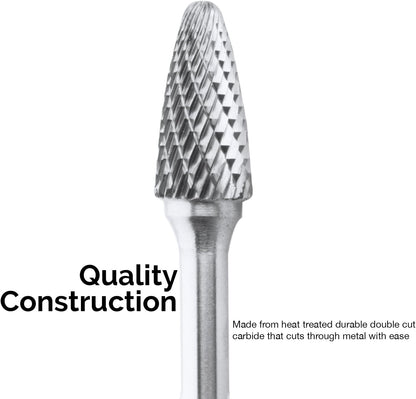 Carbide Rotary Burr Set – Double Cut, 1/4” Shank (8-Piece)