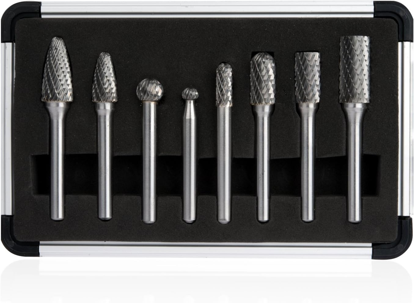 Carbide Rotary Burr Set – Double Cut, 1/4” Shank (8-Piece)