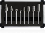 Carbide Rotary Burr Set – Double Cut, 1/4” Shank (8-Piece)