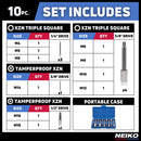 NEIKO 10054A XZN Triple Square Spline Bit Socket Set | Extra Long 4” | 4mm to 18mm | 10-Piece Set | S2 and Cr-V Steel