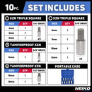 NEIKO 10056A 1/4-Inch, 3/8-Inch & 1/2-Inch Drive XZN Triple Square Spline Bit Socket Set | 10 Piece Set | Cr-V Sockets and S2 Steel Bits