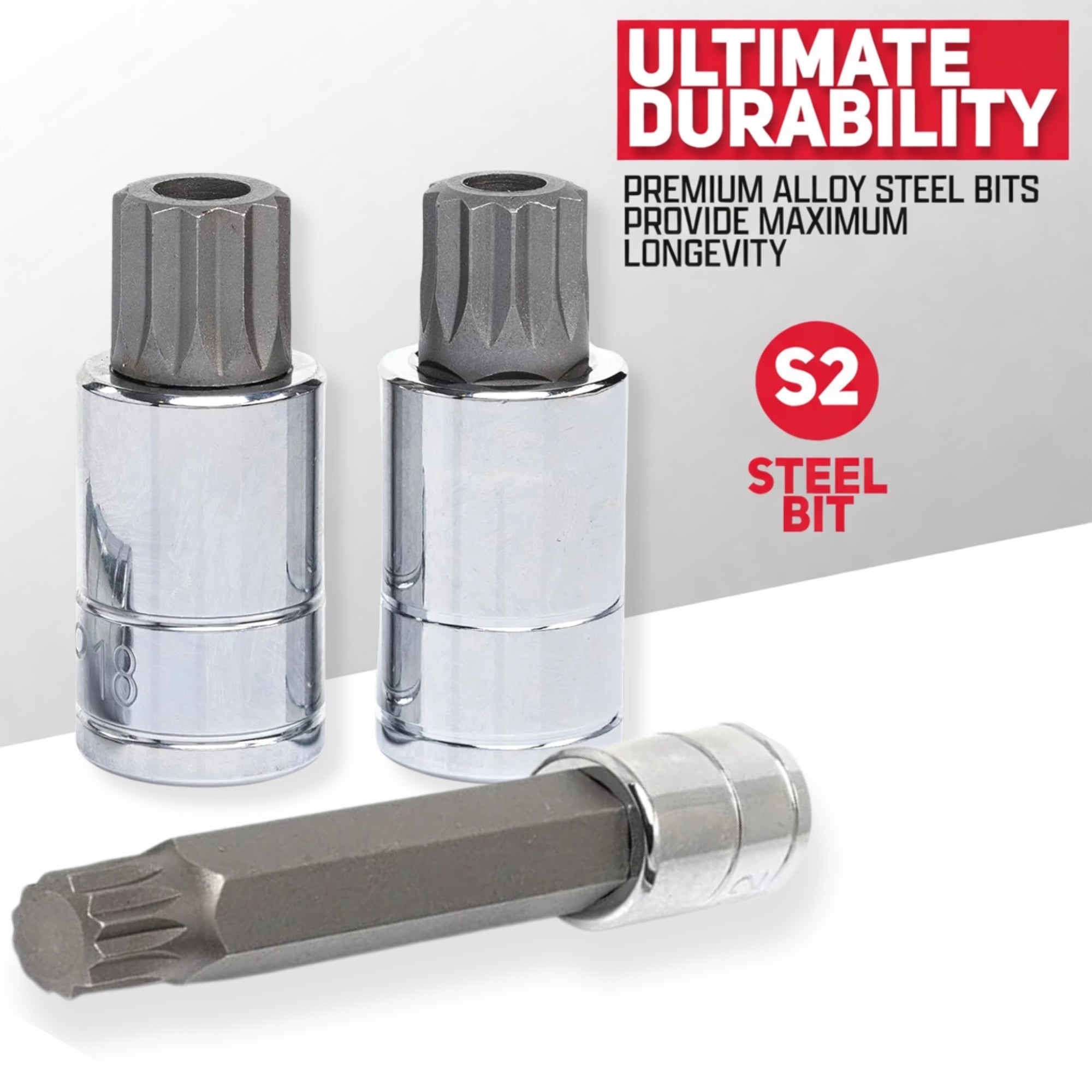 XZN Triple Square Bit Socket Set – Extra-Long 4”, 4–18 mm (20-Piece)