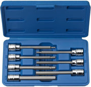 3/8" Drive Extra Long Allen Hex Bit Socket Set, SAE, 1/8" - 3/8", S2 & Cr-V Steel (7-Piece)