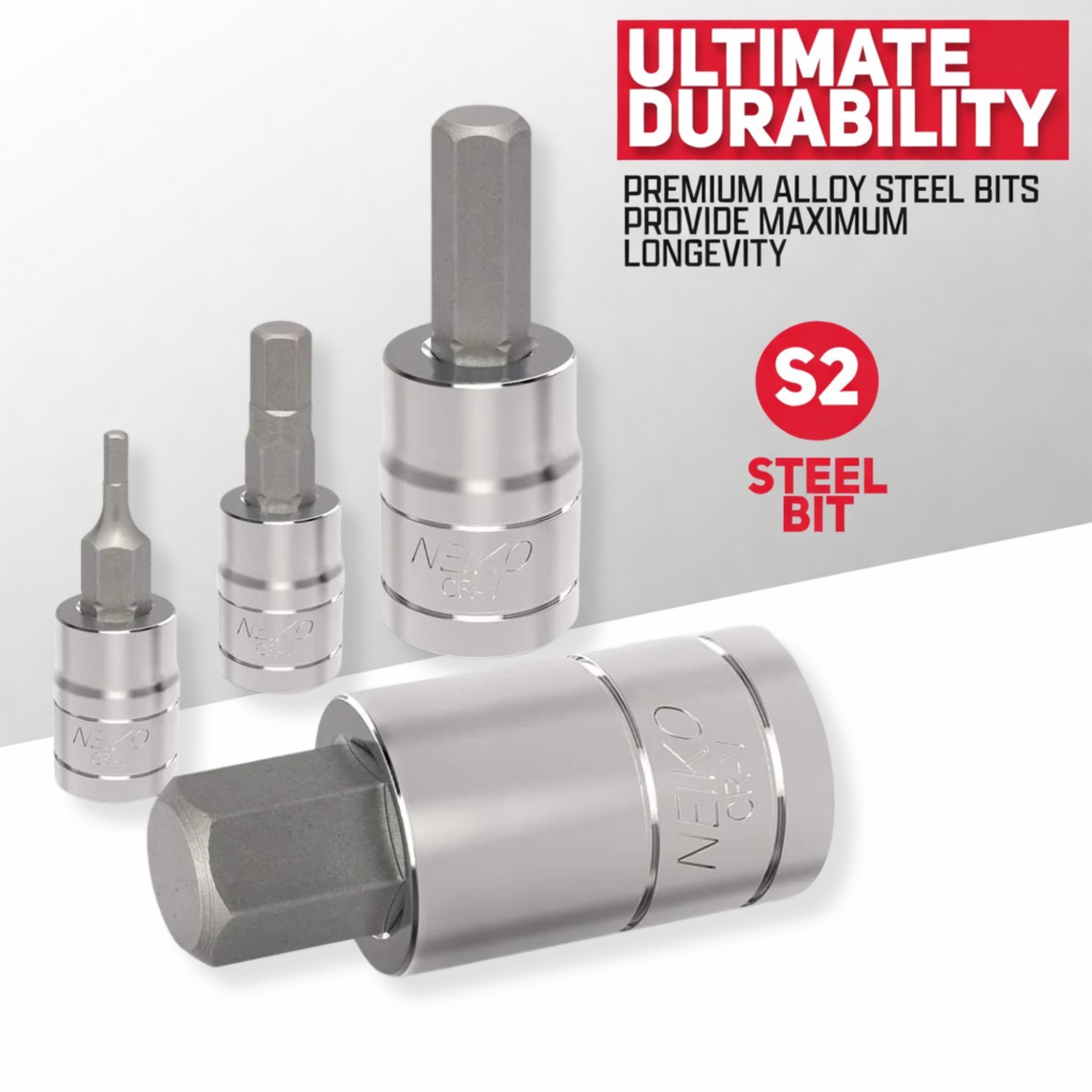Metric Hex Bit Socket Set — S2 & CrV Steel, 1/4", 3/8" & 1/2" Drive, 2–14 mm (13-Piece)