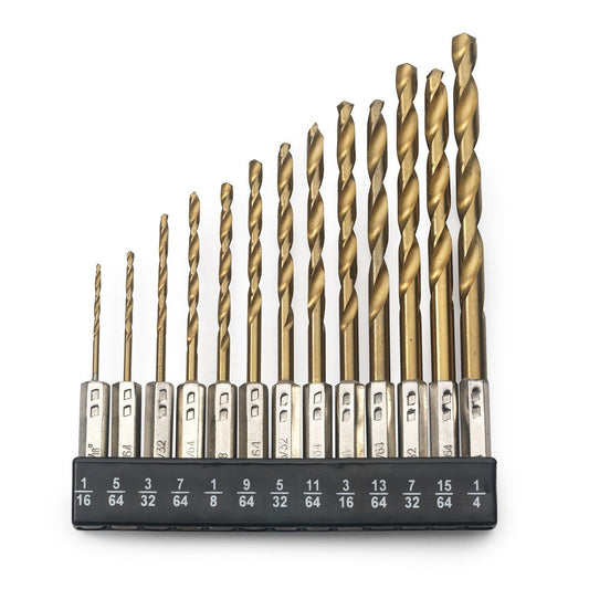 TOOLUXE Titanium Drill Bit Set – 1/4” Hex Shank, Quick Change (13-Piece)