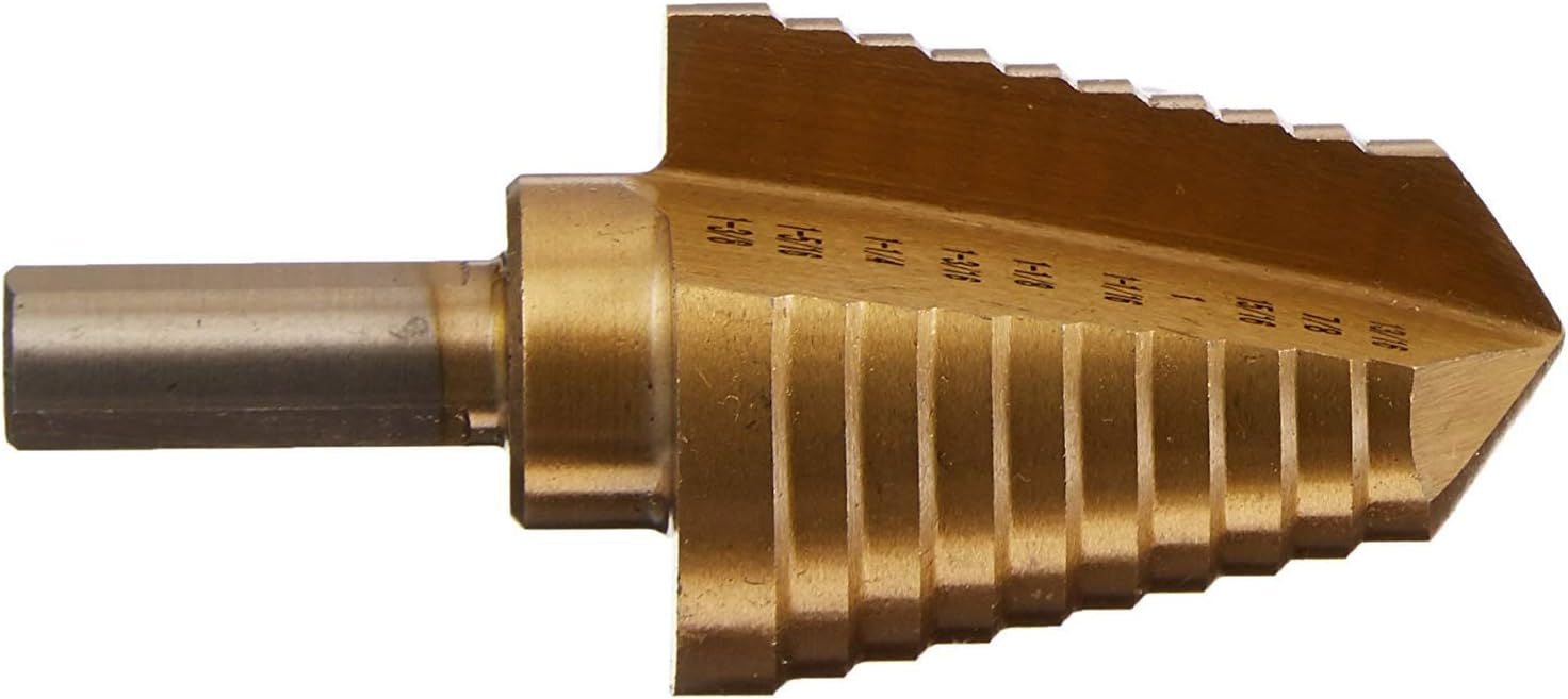 Titanium-Coated Step Drill Bit – 13/16”–1-3/8”, High-Speed Steel