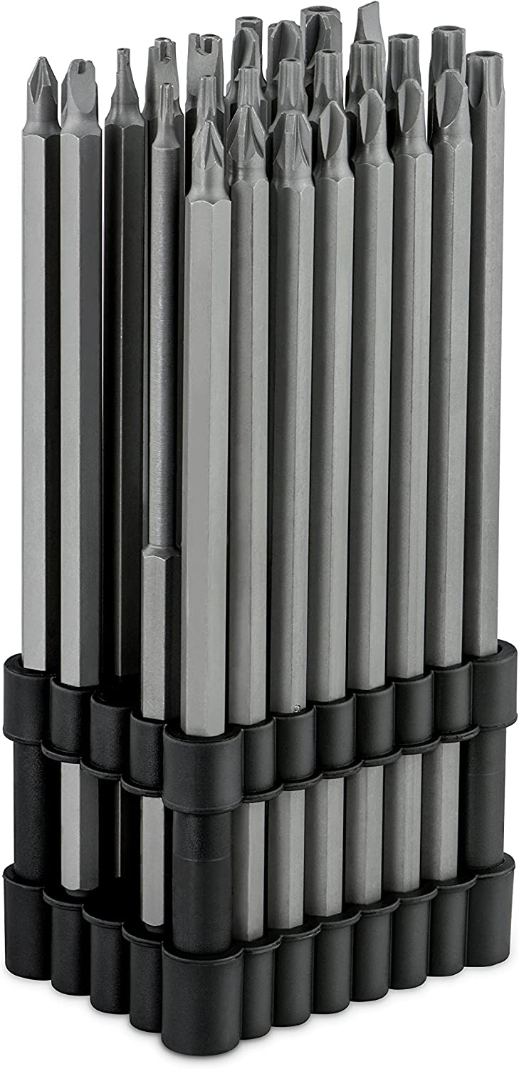 1/4" Extra Long Security Bit Set Screwdriver Bit For Drill, S2 Steel 6” Long Torx Bit Set (32-Piece)