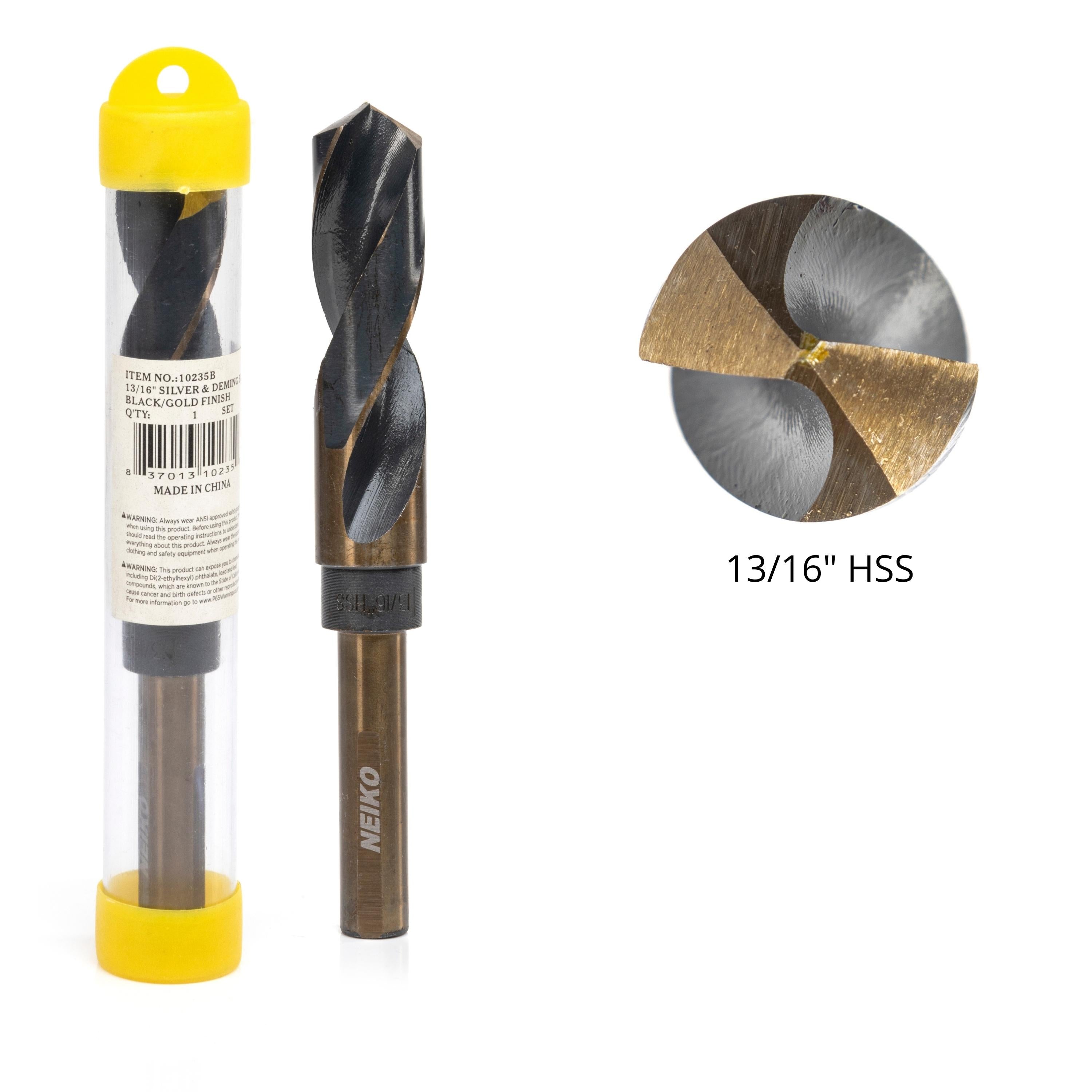 13/16” Drill Bit for Metal, 1/2” Shank, Silver & Deming, 135° Split Point