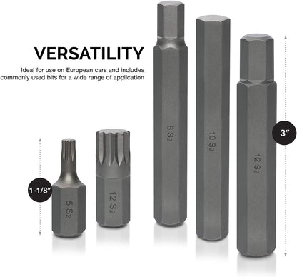 Combination Socket Bit Set – XZN, Hex & Torx (40-Piece)