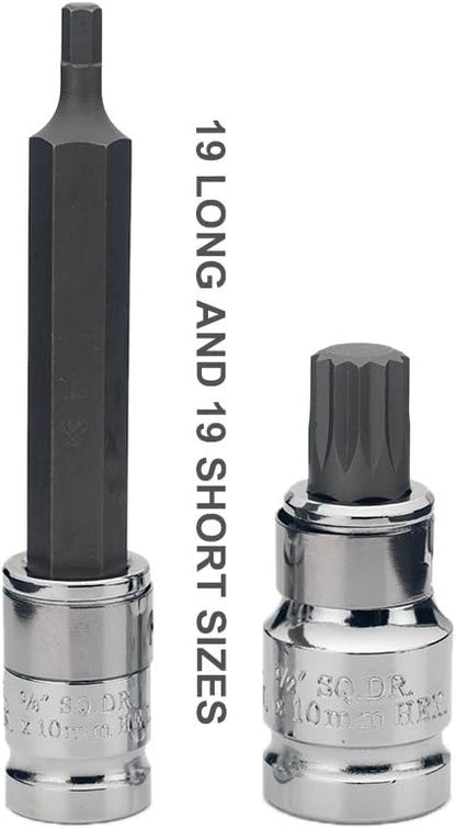 Combination Socket Bit Set – XZN, Hex & Torx (40-Piece)