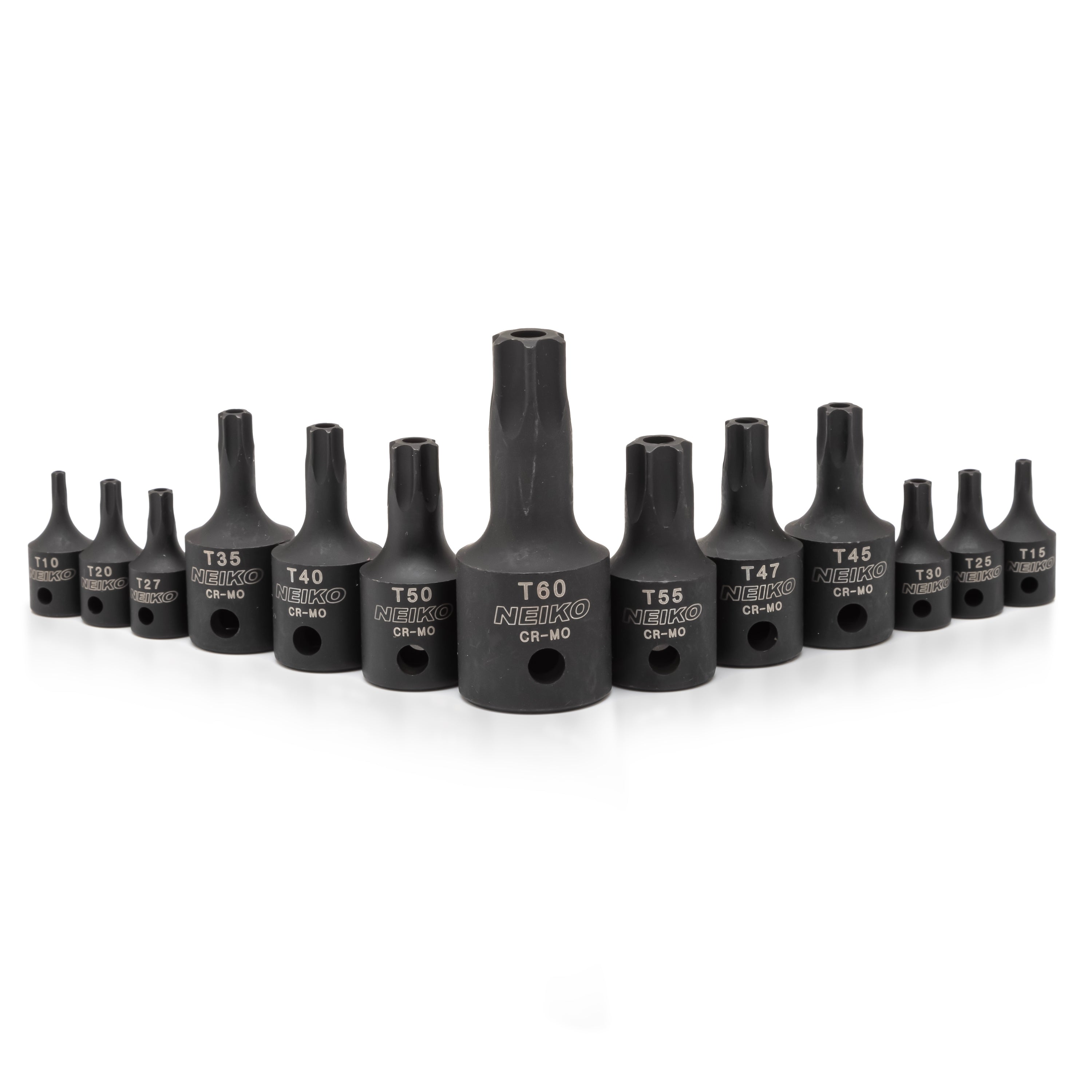 Security Torx Impact Socket Set — Cr-Mo Steel, Tamperproof, 1/4", 3/8" & 1/2" Drive (13-Piece)