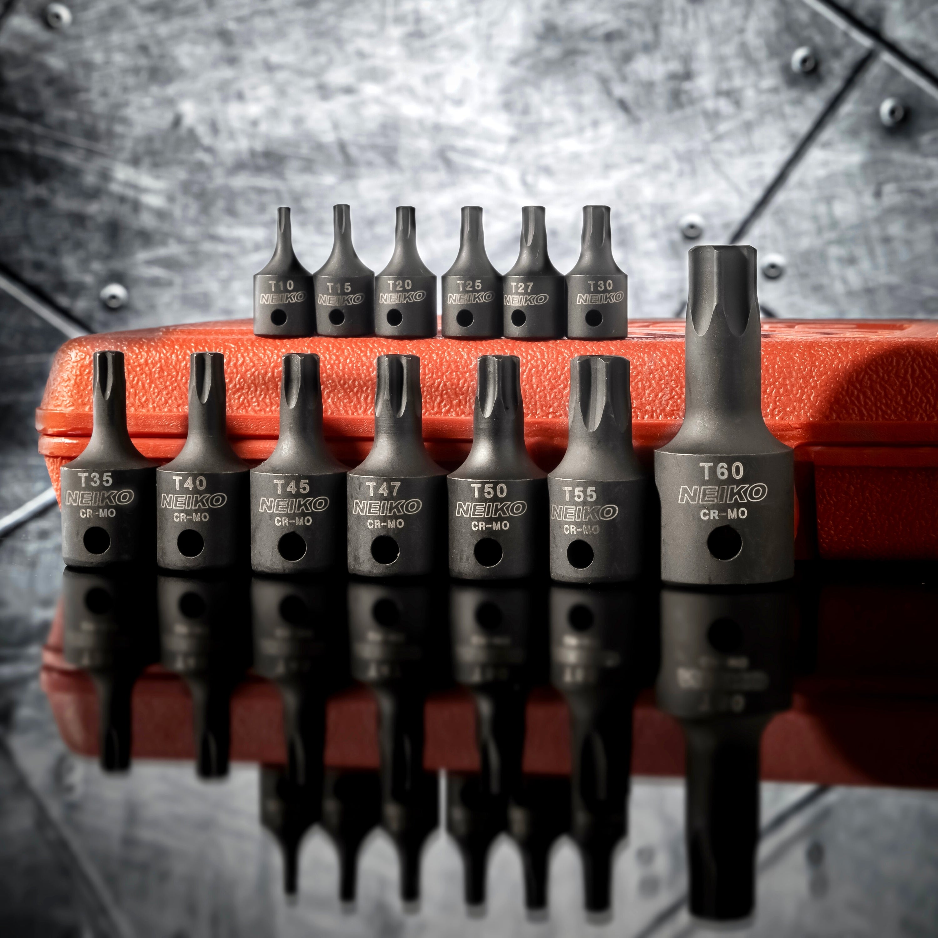 Security Torx Impact Socket Set — Cr-Mo Steel, Tamperproof, 1/4", 3/8" & 1/2" Drive (13-Piece)