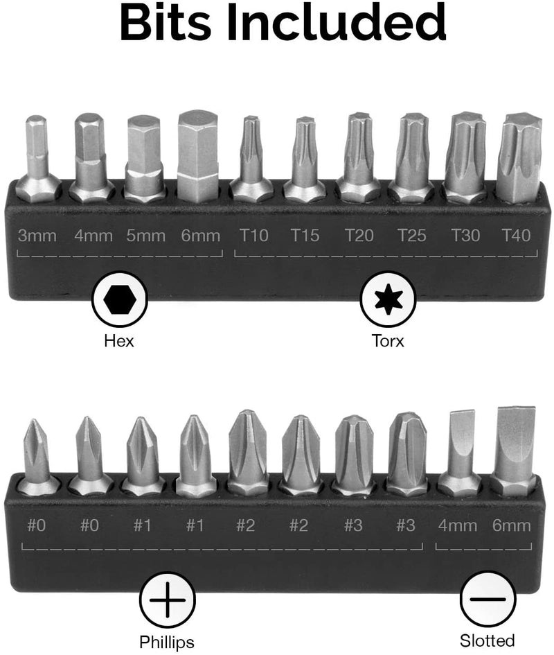 NEIKO 10573B 1/4” Torque Screwdriver Set, 20 Hex Bits, 10 to 50 In-Lbs, Long Shank Screwdriver Torque Wrench, Adjustable Inch-Pound Torque Screwdriver for HVAC and Gunsmiths