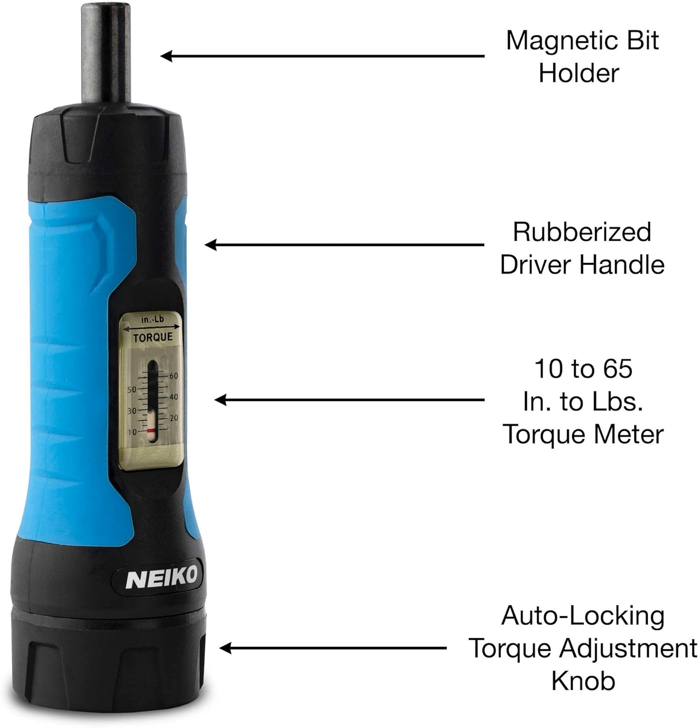 1/4" Drive Torque Wrench Screwdriver Set — 10–60 In-Lb, S2 Steel Bits (30-Piece)