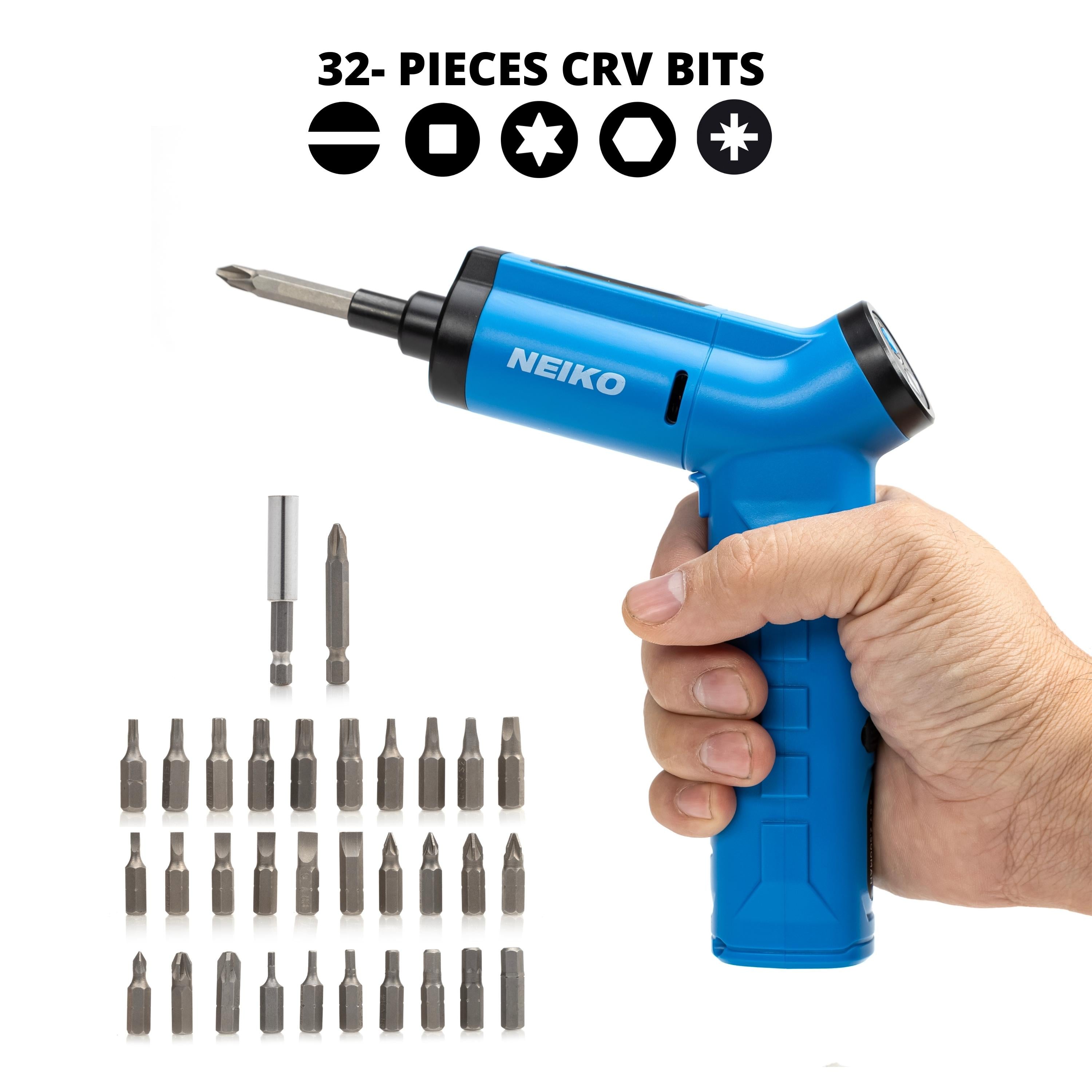 3.6V Cordless Electric Screwdriver – 1/4” Hex, LED Light (34-Piece)