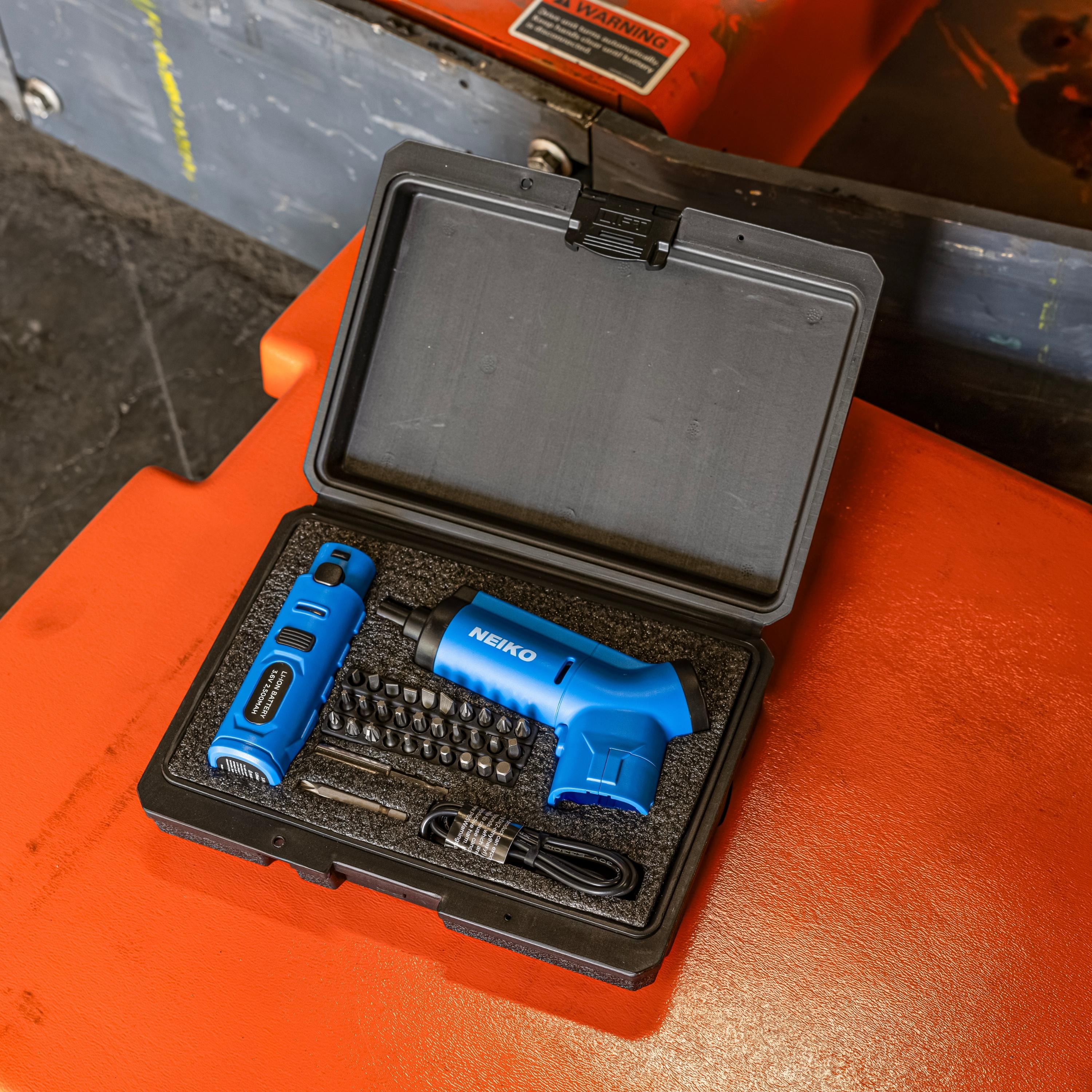 3.6V Cordless Electric Screwdriver – 1/4” Hex, LED Light (34-Piece)