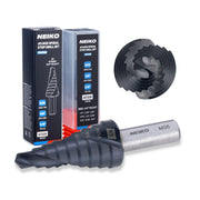 NEIKO 10606B Step Drill Bit, 9 Steps 1/4" to 3/4" Spiral M35 Cobalt, AlTiSiN Coated, 3/8" Tri-Flat Step Bits for Steel, Metal, Wood, Plastic, Unibit Cone Drill Bits, Two Flute