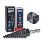 NEIKO 10610B Step Drill Bit, 12 Steps 3/16" to 7/8" Straight M35 Cobalt, AlTiSiN Coated, 1/4" Quick Change Step Bits for Steel, Metal, Wood, Plastic, Unibit Cone Drill Bits, Two Flute